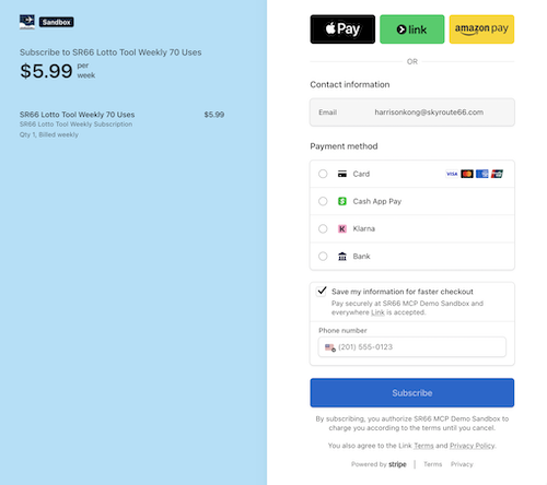 Screenshot Payment Checkout